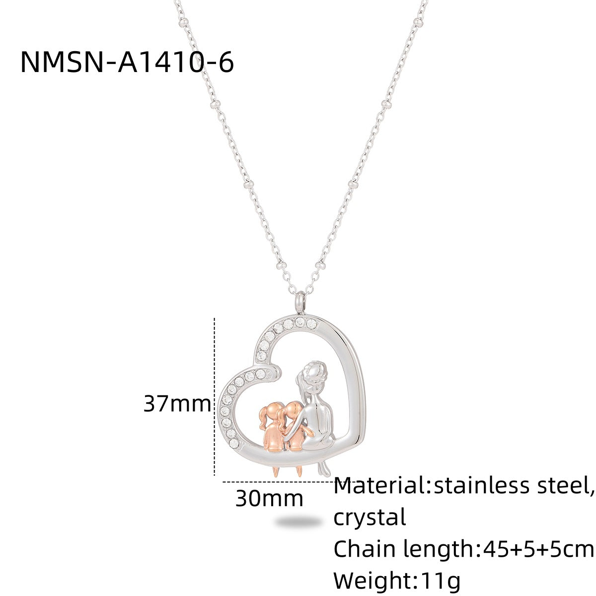 Heart Shape with Diamond Titanium Steel Necklace Women Creative Stainless Steel Embellished