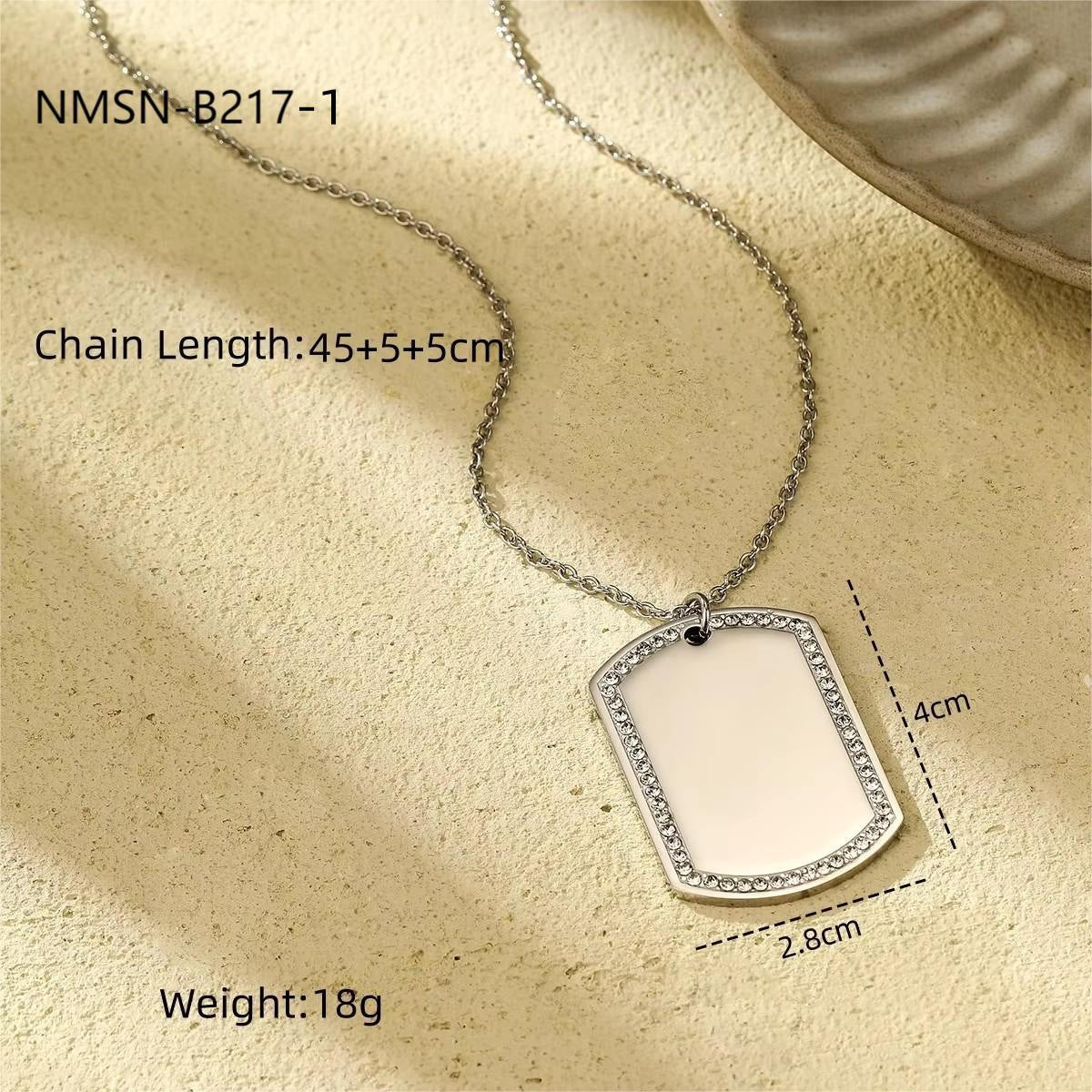 Stylish round Diamond Inlaid Stainless Steel Necklace Women Can Carve Writing Light Luxury Minority Gold Plated Embellished Ornament