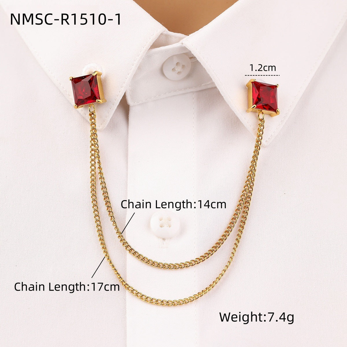 Arrival Square Zircon Stainless Steel Collar Pin High Grade Shirt Neckline Decorative Jewelry