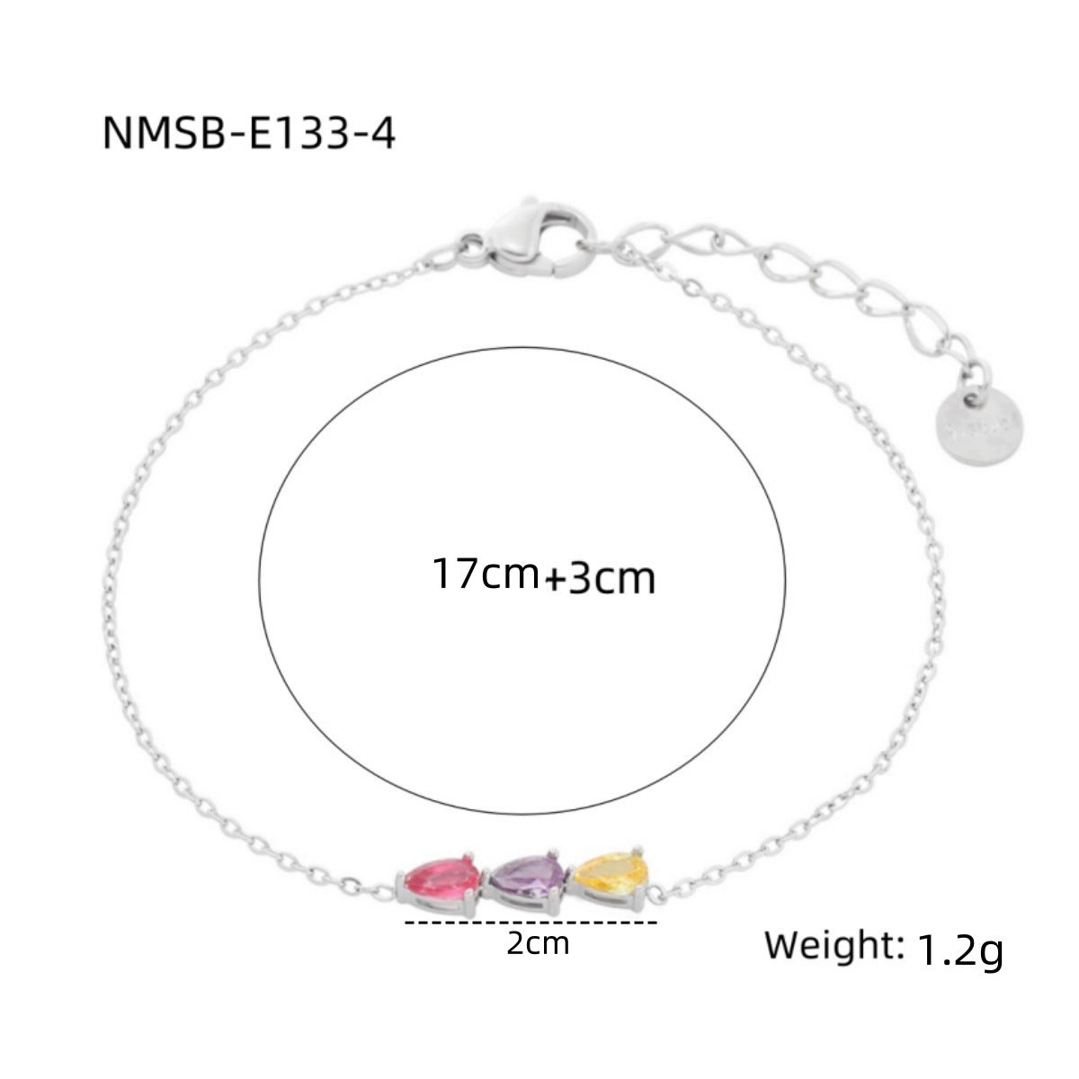 Water Drop Zircon Titanium Steel Bracelet Women Simple Colorful Crystals Personality Stainless Steel Bracelet