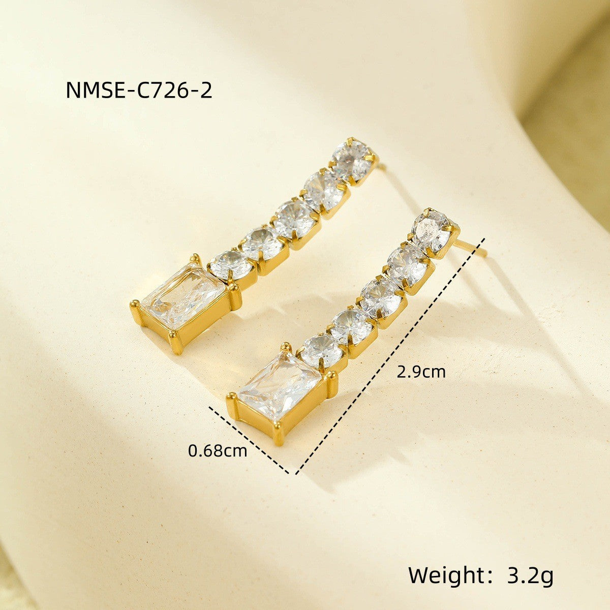 Niche High Grade Stainless Steel Earrings Zircon Tassel Temperamental Personality 18K Gold Titanium Steel Earrings