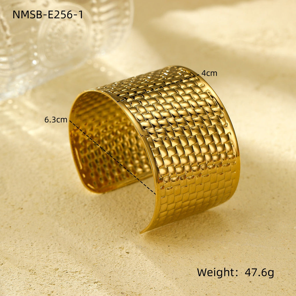 Exaggerated Personalized All Match Titanium Steel Bracelet Fashionable High End Wide Surface Design Open Stainless Steel Bracelet