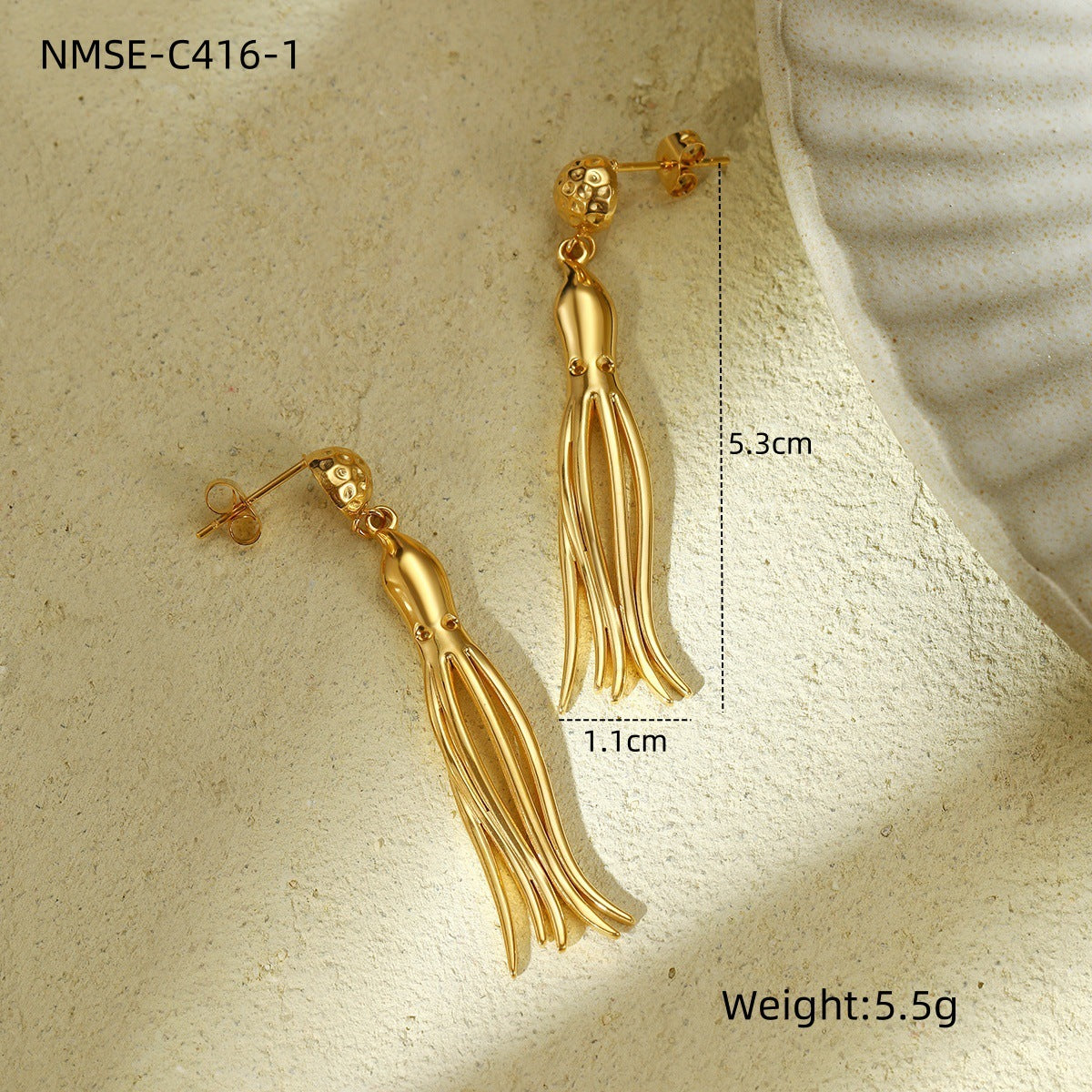 Cute Octopus Titanium Steel Tassel Earrings Minority Personality Design Octopus Stainless Steel Eardrop