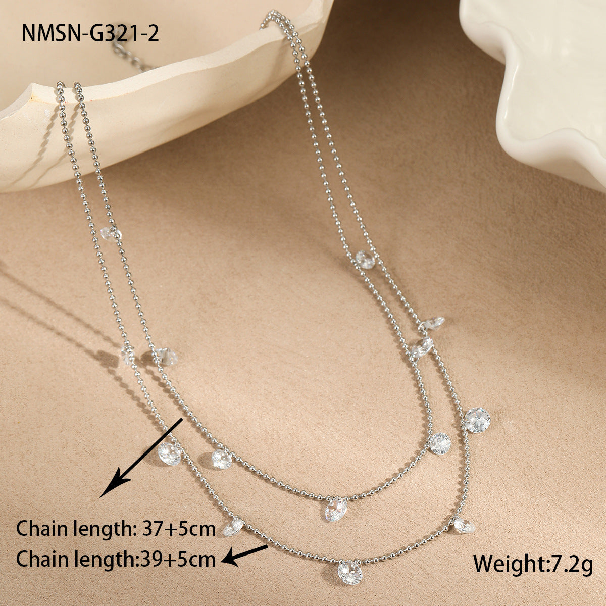 Titanium Steel Necklace Light Luxury Minority Color Zircon Multi Layer Twin Necklace Does Not Fade 18K Gold Plating Necklace
