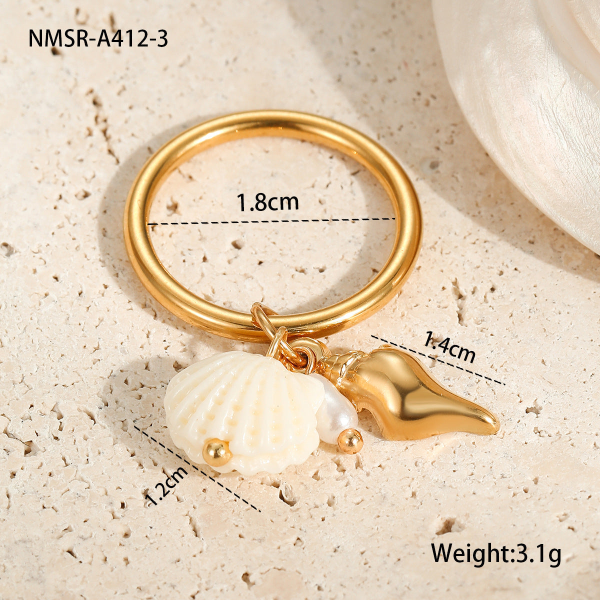 Ocean Bohemian Design Ring Index Finger Ring Niche Shell Stainless Steel Ring