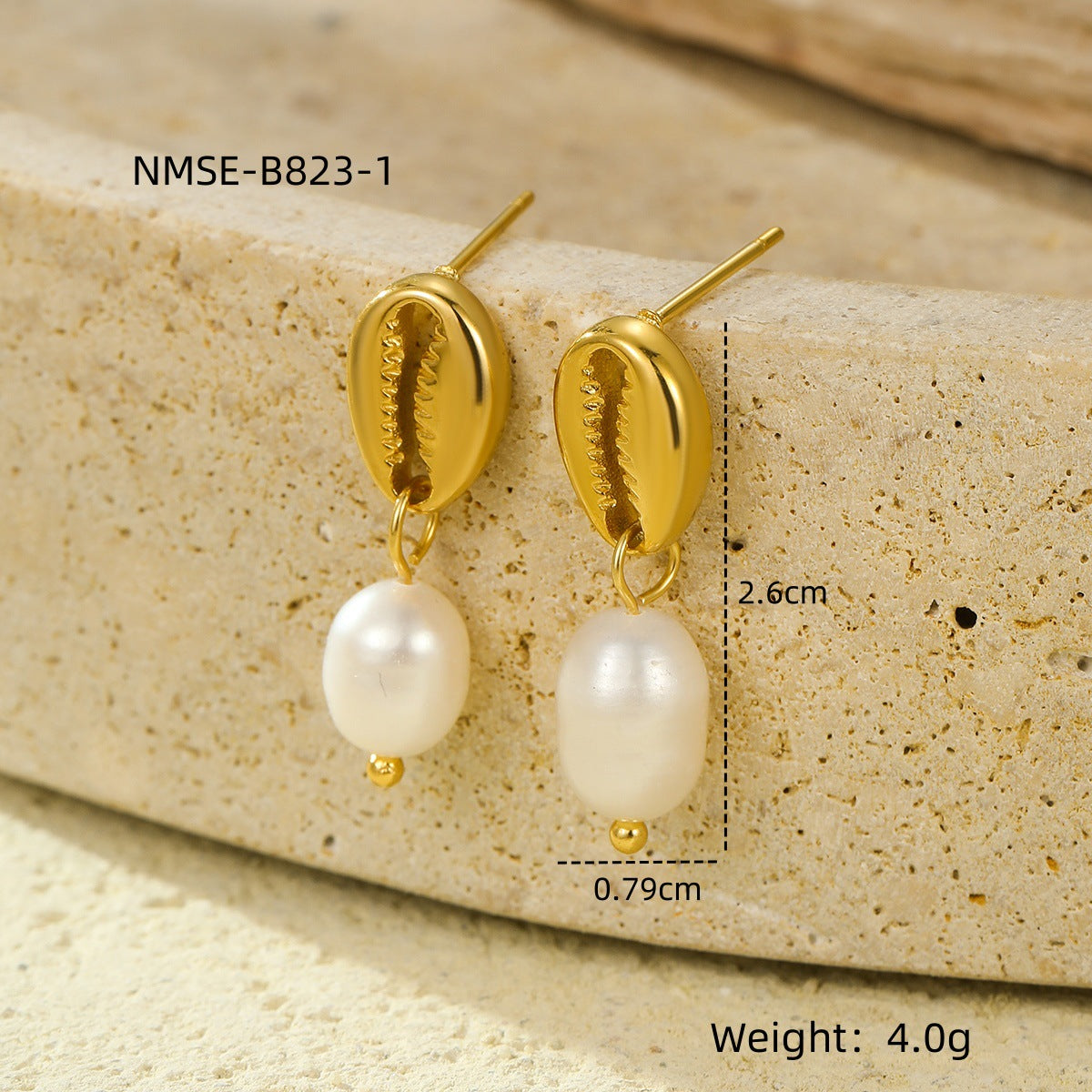 Electroplated 18K Gold Stainless Steel Crab Pincer Inlaid Freshwater Pearl Eardrops Stud Earrings High Grade Earrings