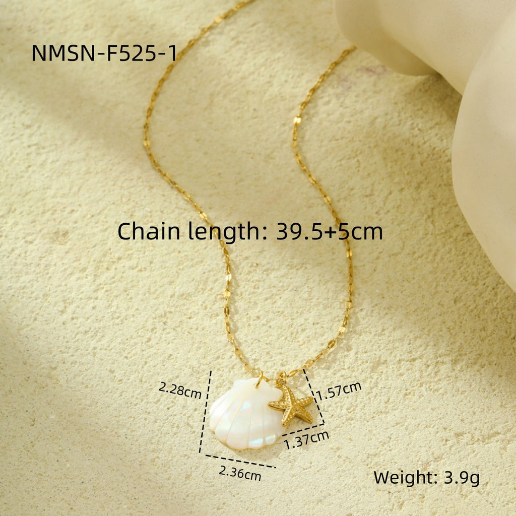 Niche Design Shell Beach Ocean Series Embellished Necklace Starfish Dolphin Clavicle Chain