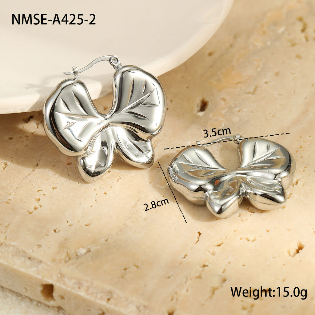 Stainless Steel Earrings Non Fading Design Ring round Beads Earrings Eardrops