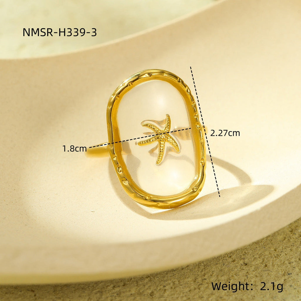 Marine Series Open Ring All Match Scallop Starfish Adjustable Ring Design Bracelet