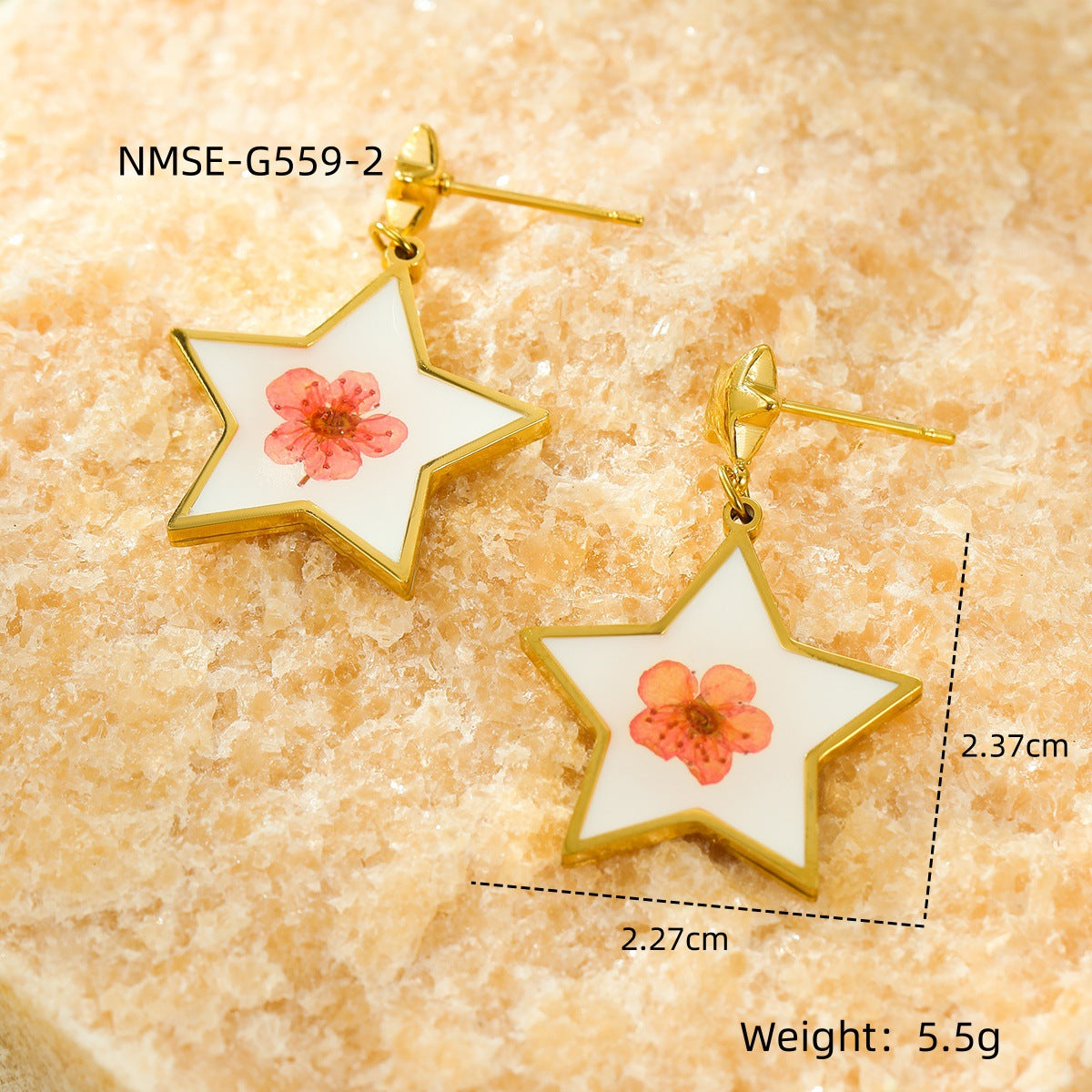 Heart Water Drops Geometric Abstract Dried Floral Drop Oil Eardrops Stud Earrings Earrings Titanium Steel Ornament