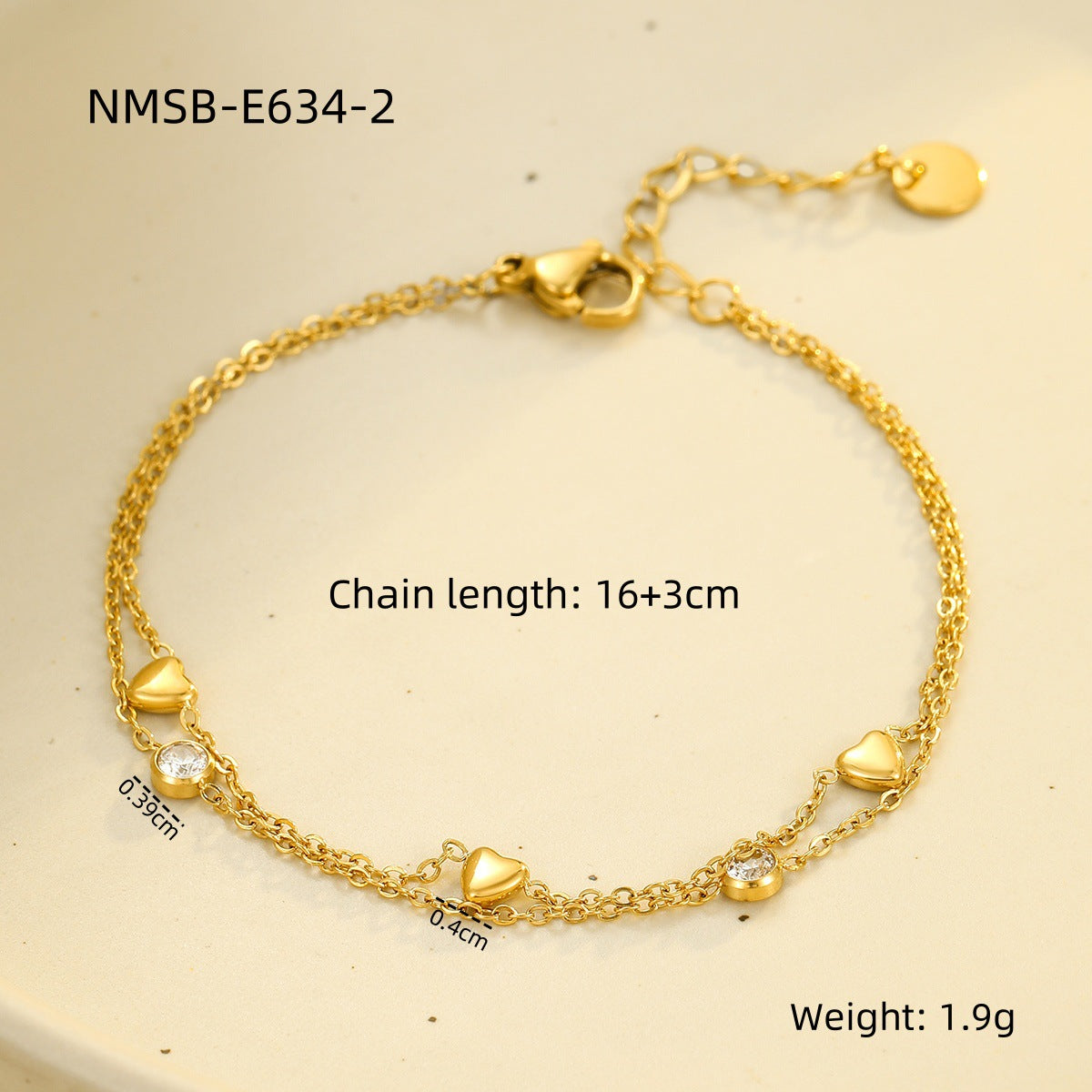 Wild Stainless Steel Bracelet Loving Heart Zircon High-Grade Titanium Steel Women Accessories