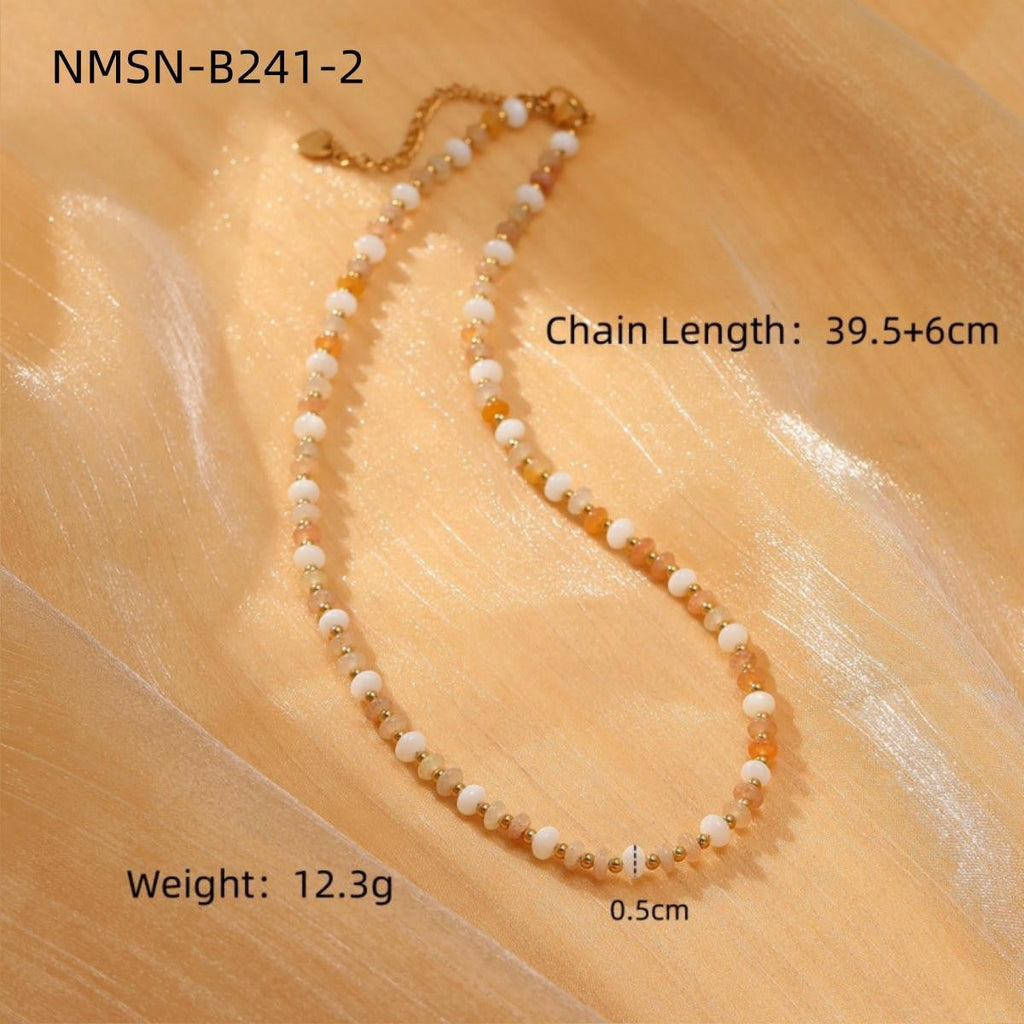 Colorful Natural Stone Handmade Beaded Titanium Steel Necklace Affordable Luxury High Grade Freshwater Pearl Embellished