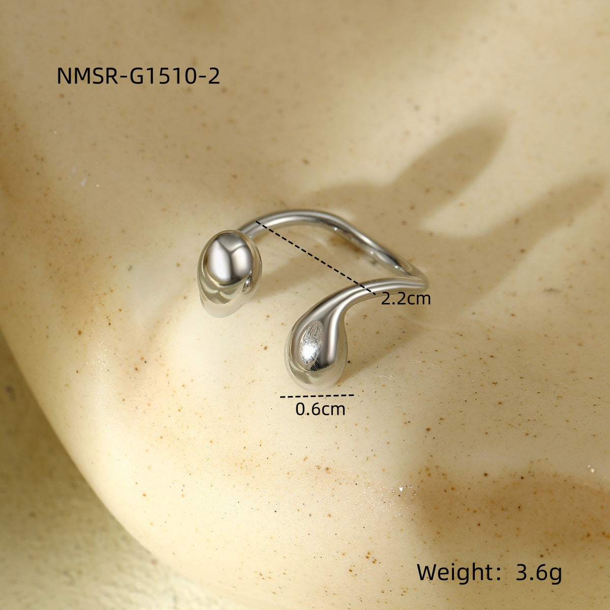 Irregular Asymmetric round Water Drop Titanium Steel Bracelet All Match Stainless Steel Bracelet Ring Set