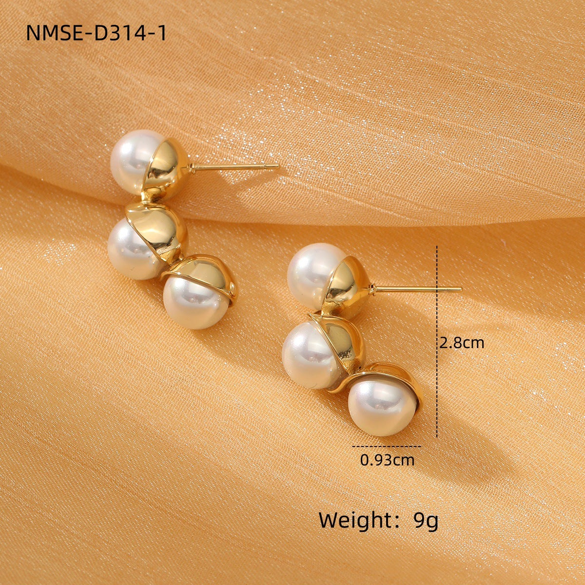 French Retro Titanium Steel Pearl Hearth Shaped Earrings Arrival Wild High Grade Stainless Steel Earrings Earrings