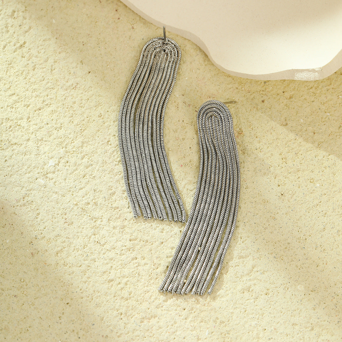 Plating Long Stainless Steel Tassel Earrings All Match Non Fading Earrings Eardrops