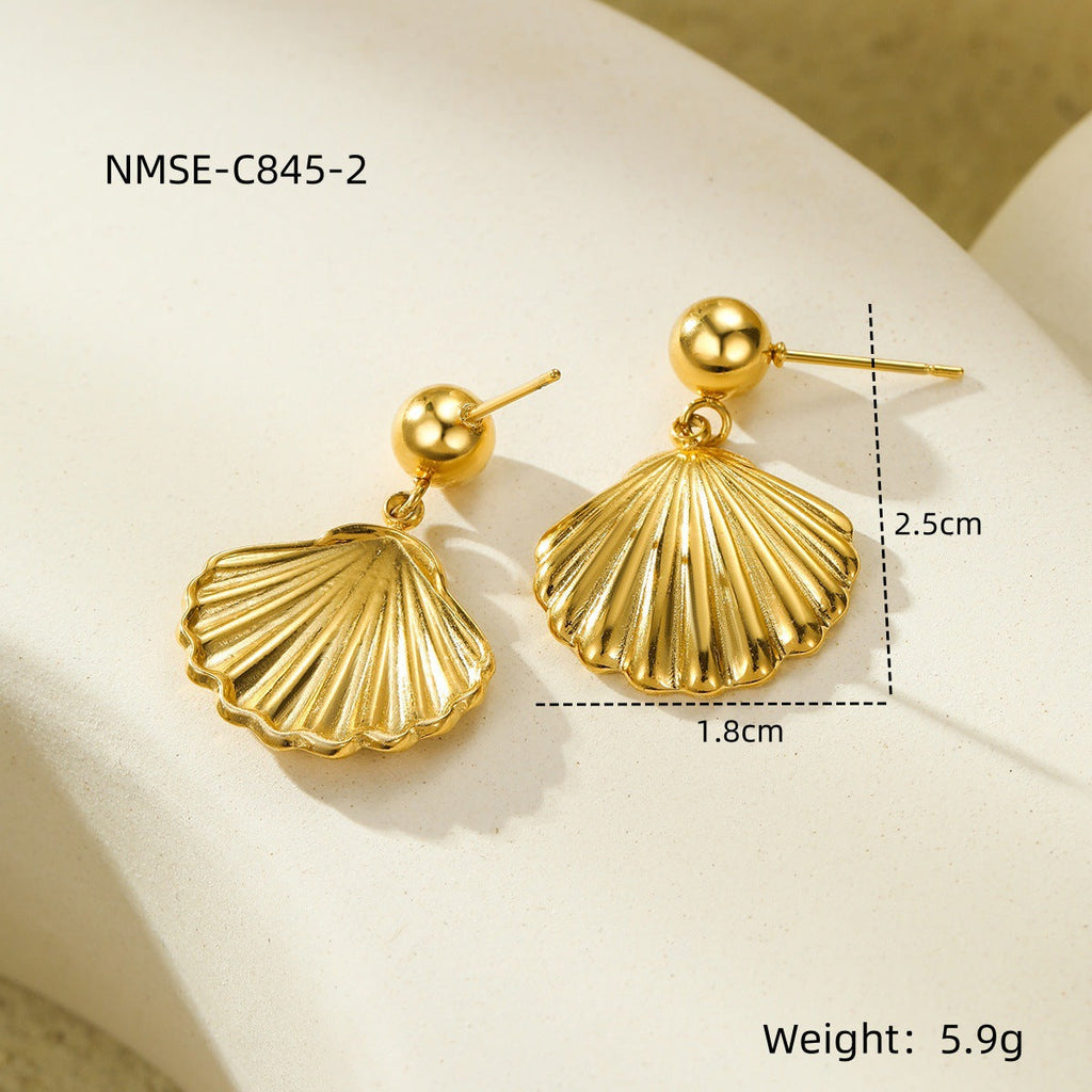 Glossy Hollow Out Cutout Stainless Steel Earrings Ball Love Embellished Retro High Sense Titanium Steel Earrings