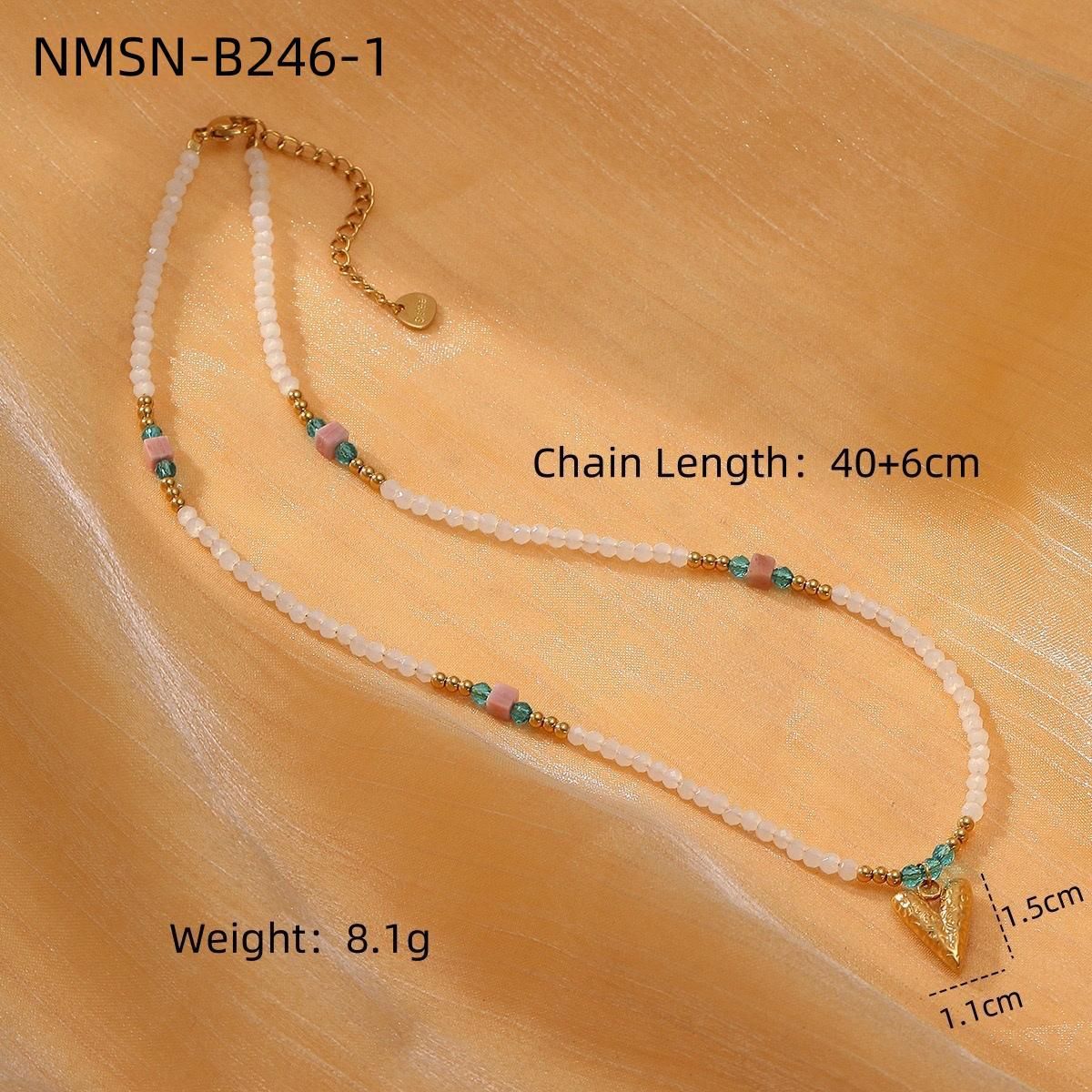 Rhodochrosite Titanium Steel Necklace Women Color Crystal String Beads All Match High Sense Embellished Ornaments