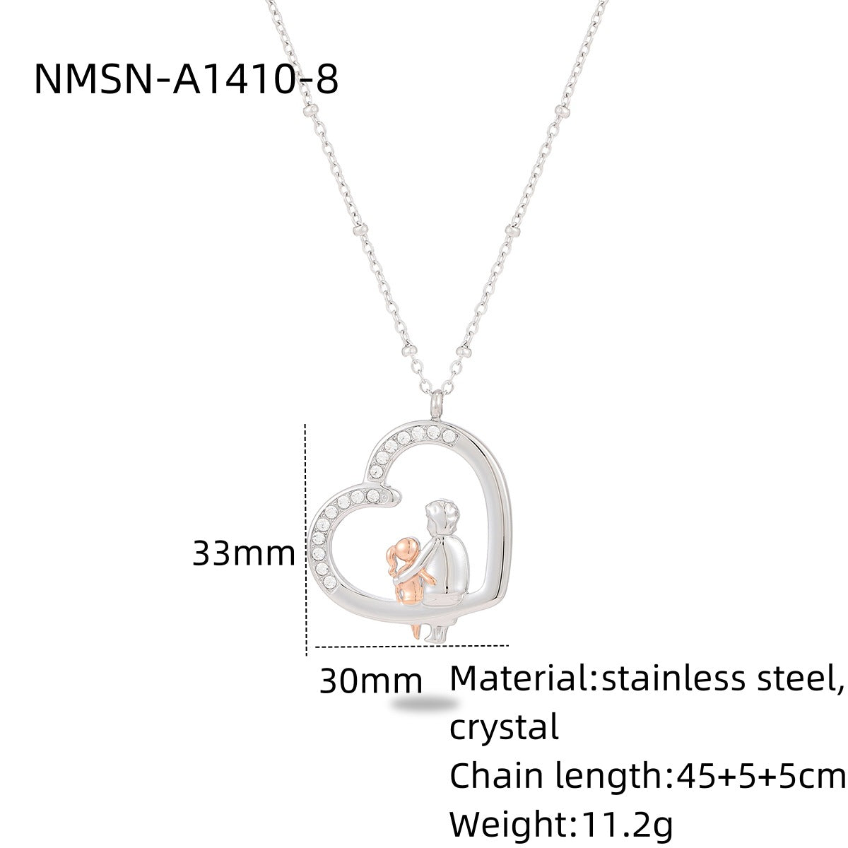 Heart Shape with Diamond Titanium Steel Necklace Women Creative Stainless Steel Embellished