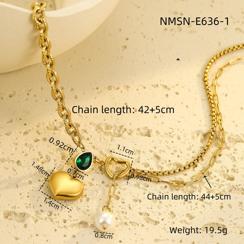 Valentine Day Love Stainless Steel Necklace Light Luxury High Grade Titanium Steel Peach Heart Clavicle Chain Sold Jewelry