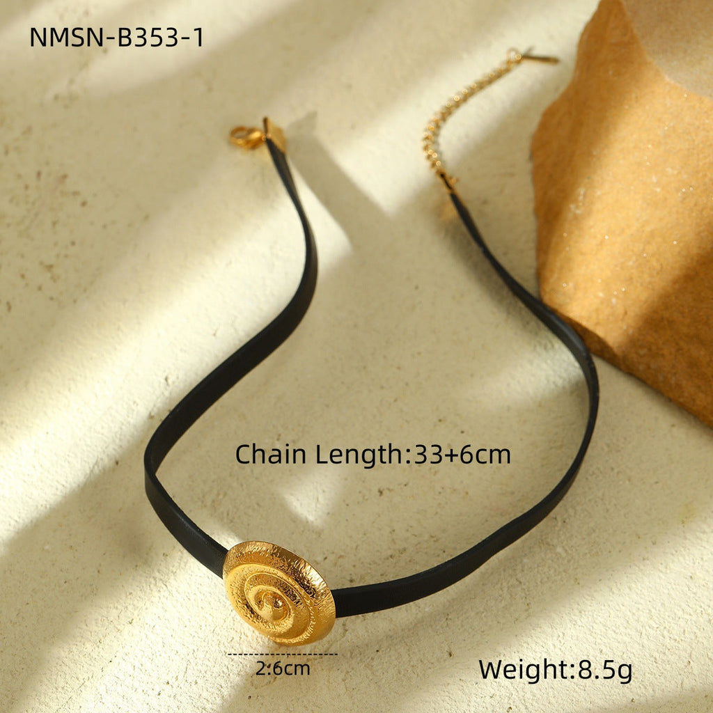 Bow Leather Love Titanium Steel Necklace Simple Light Luxury High Grade Stainless Steel Necklace Women