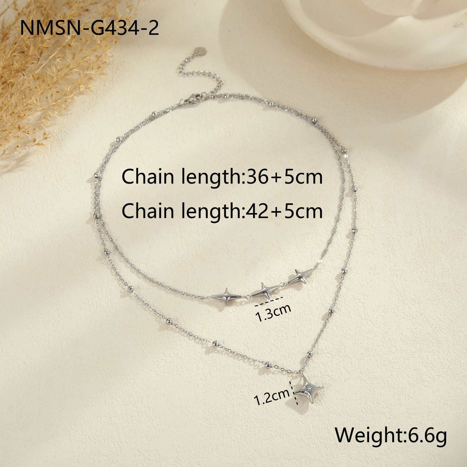 Double Layer Stainless Steel Necklace Entry Lux Clavicle Chain Plated 18K Real Gold Necklace