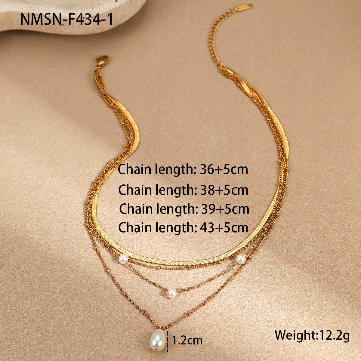Water Drop Imitation Pearl Tassel Embellished Multi Layer Necklace Women Twin Simple Accessories