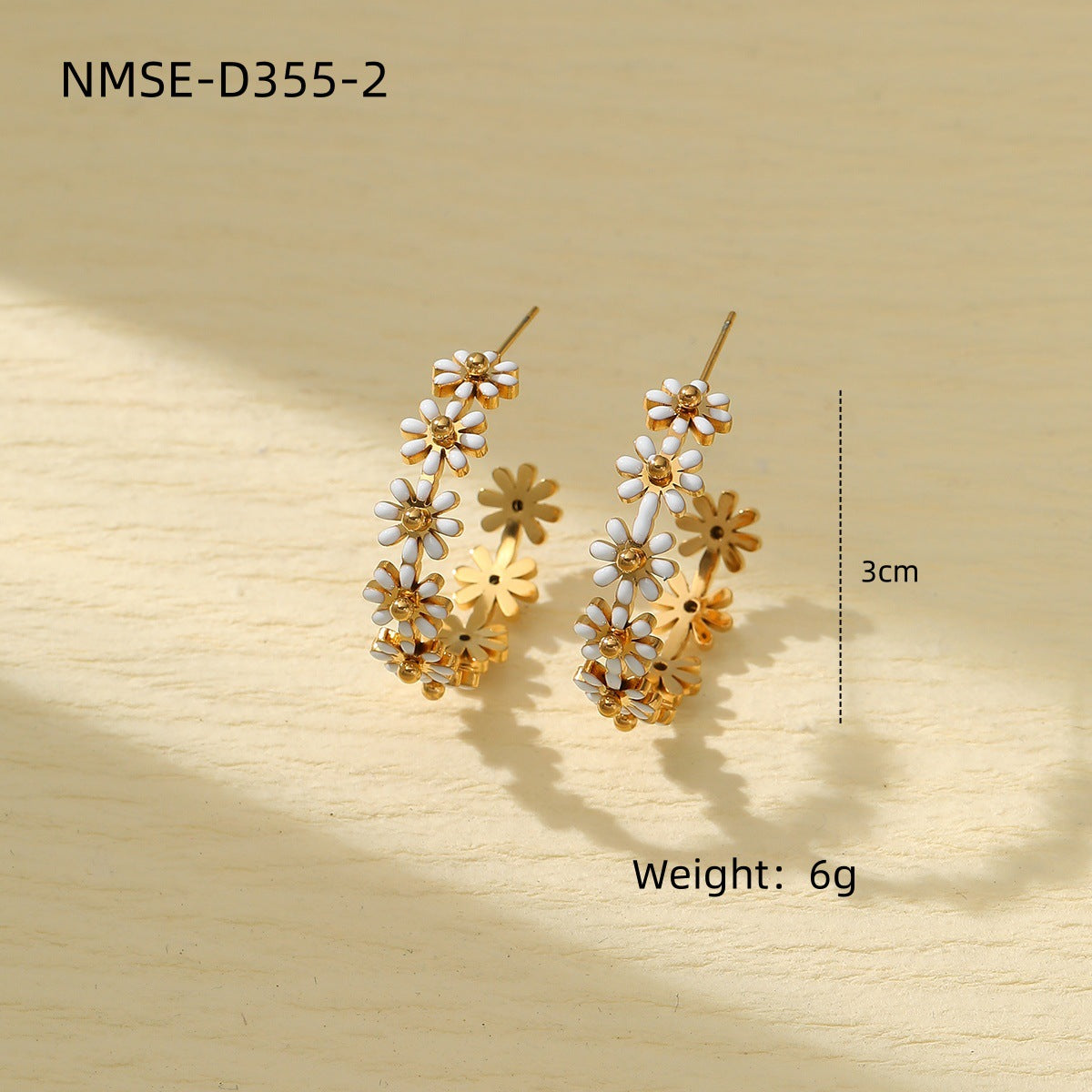 Floral Shaped Titanium Steel Earrings Affordable Luxury High Sense Stainless Steel Studs Women