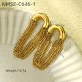 Simple Curved Chain Elegant Long Tassel Stainless Steel Studs C Type Design High-Grade Exquisite Titanium Steel Earrings