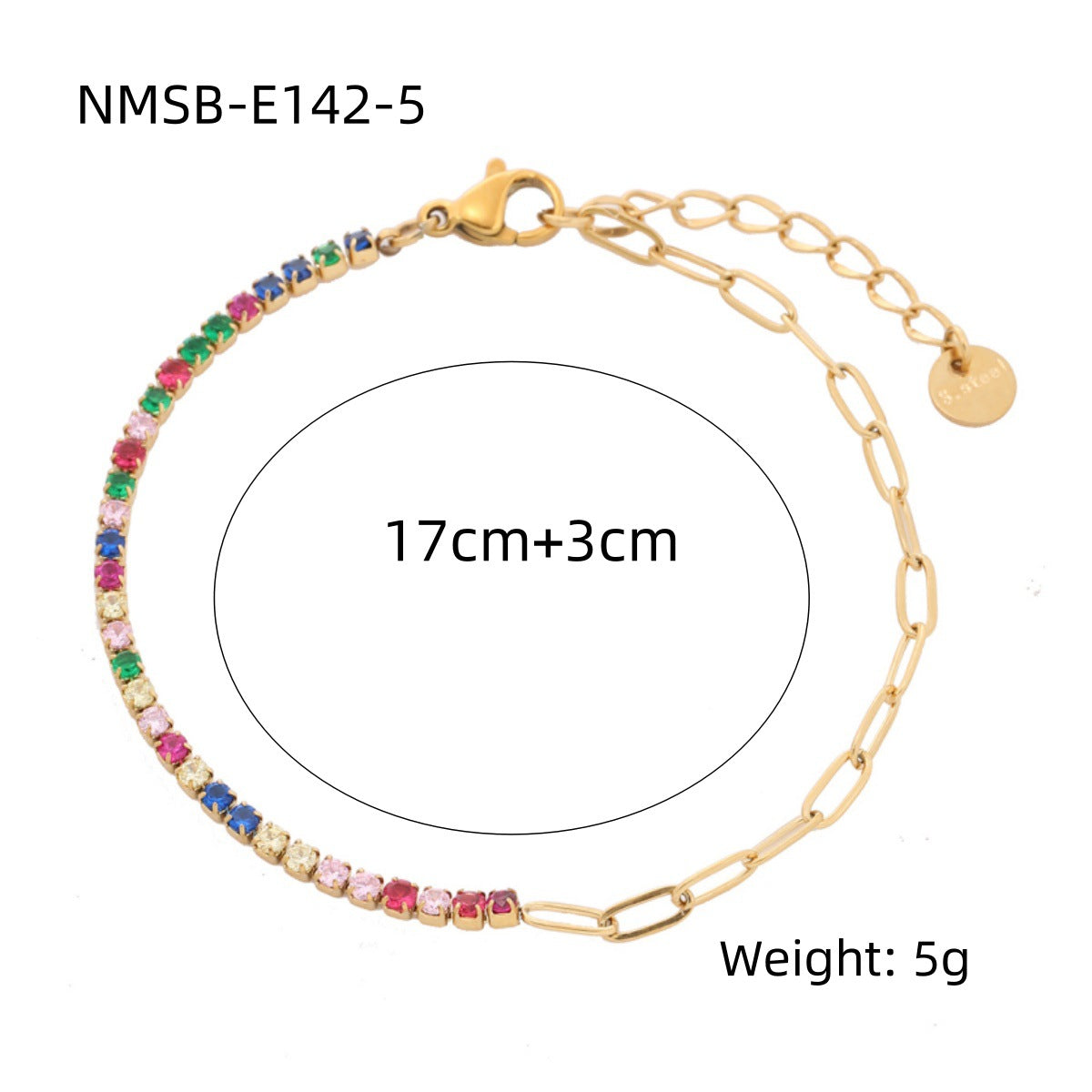 Arrival Rainbow Color Fine Diamond Titanium Steel Bracelets Women Exquisite Small Qiaoyi Row Full Diamond Stainless Steel Jewelry