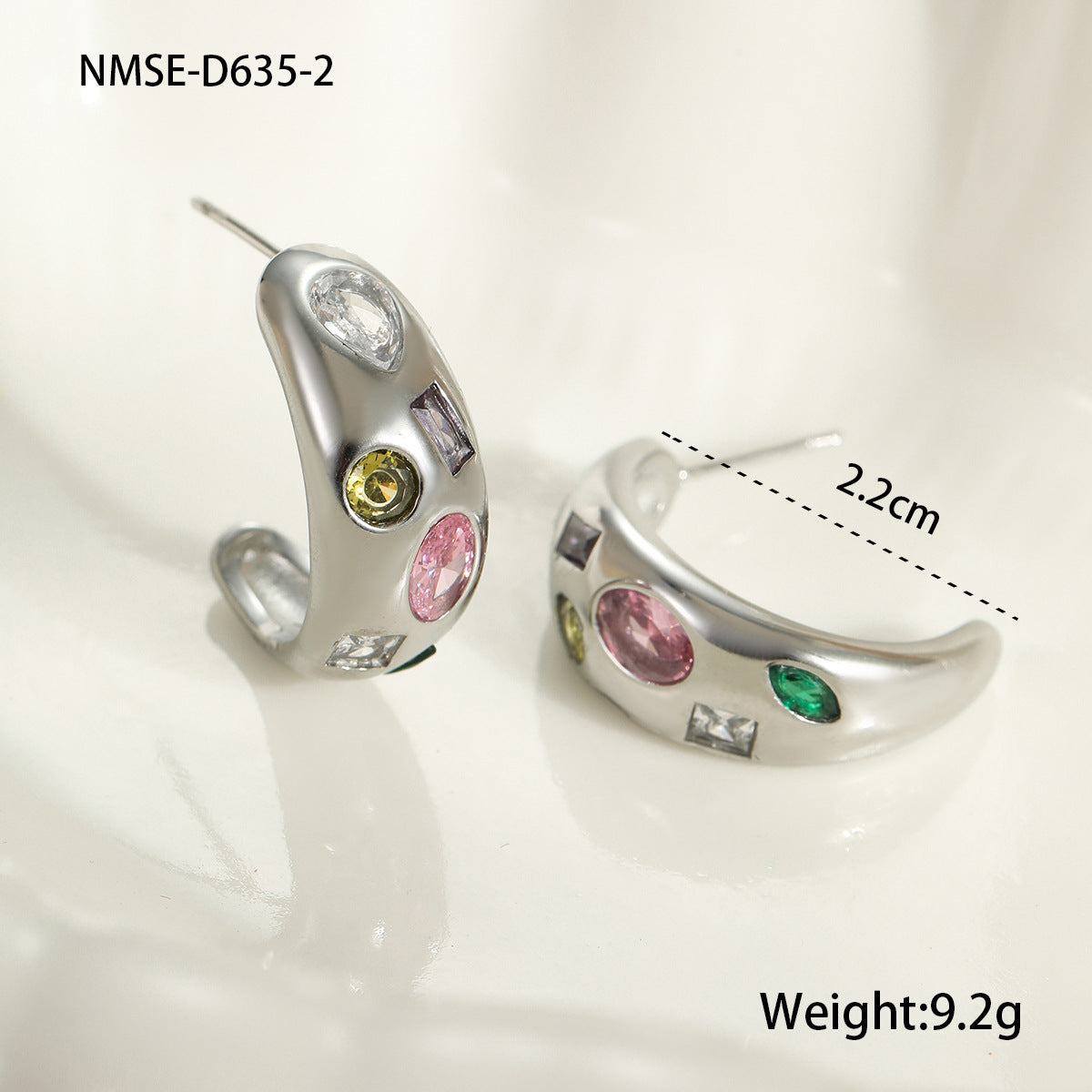 Nimai Exaggerated Inlaid Color Zircon Vintage Circle Earrings Earrings Stainless Steel Earrings