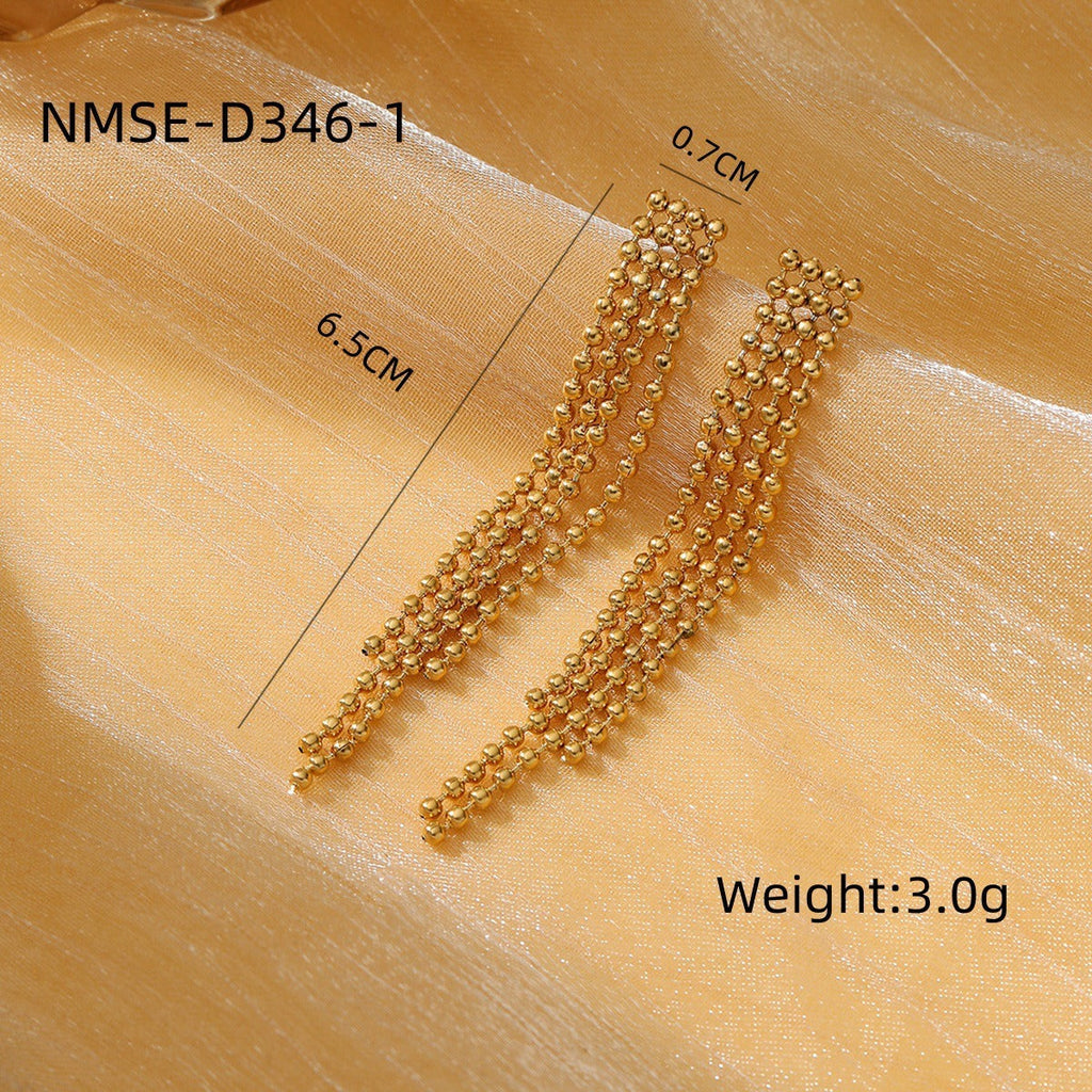 Tassel Pearl Titanium Steel Earrings Women Light Luxury High Grade Diamond Embedded Non Fading Stainless Steel Eardrop