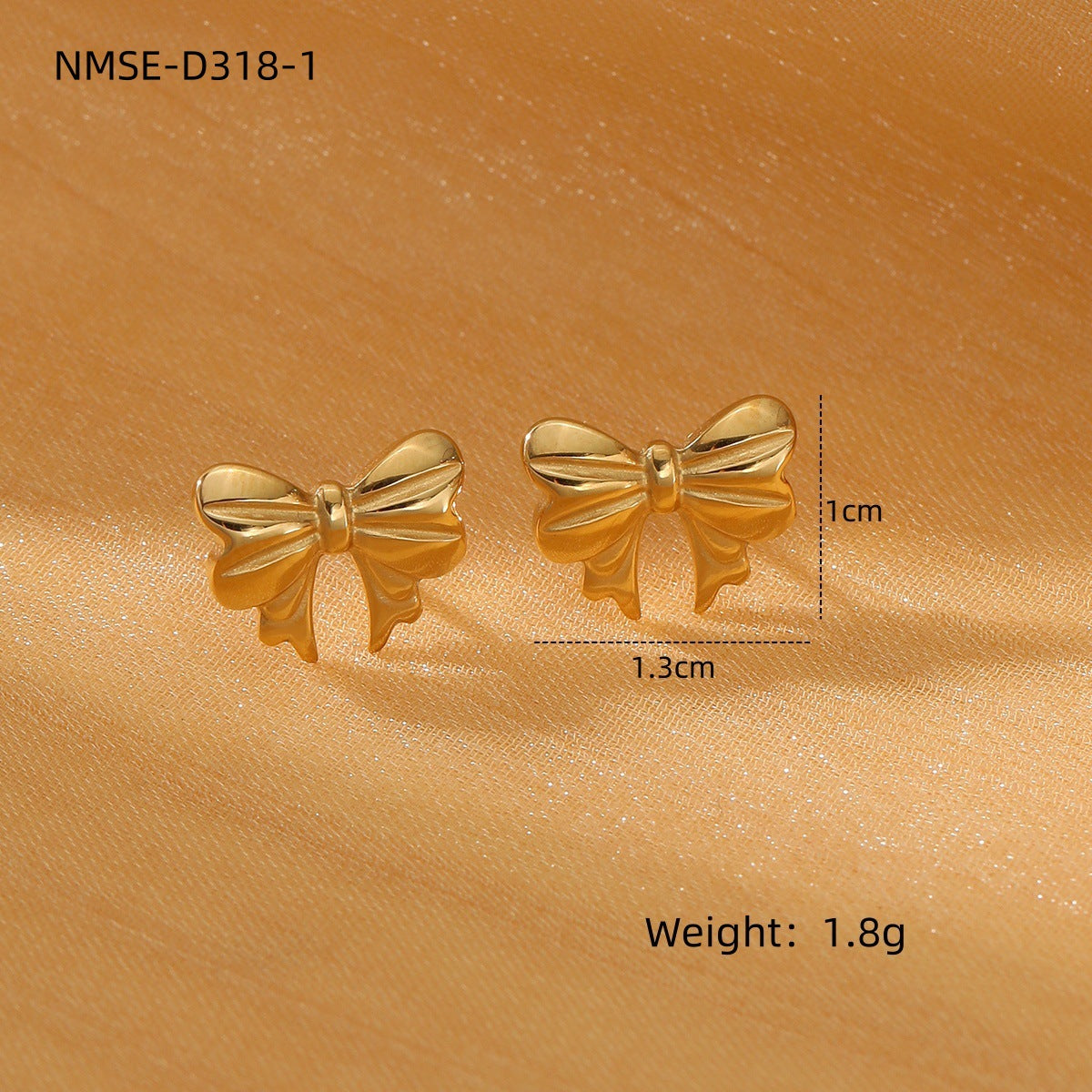 Sweet Bow Design Titanium Steel Earrings Women Entry Lux 18K Gold Plated Stainless Steel Studs