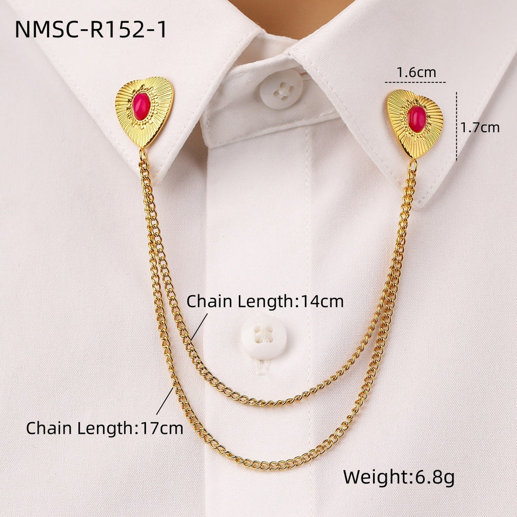 Arrival Natural Stone Stainless Steel Collar Pin Fashionable High Grade Shirt Neckline Non Fading Titanium Steel Ornament