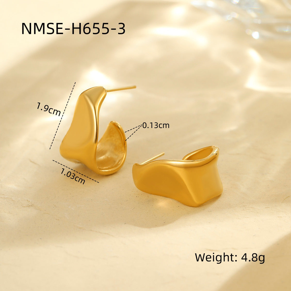Niche Design Minimalist Wide Face Twisted C Type Irregular Asymmetric Earrings High Grade Cold Women Accessories