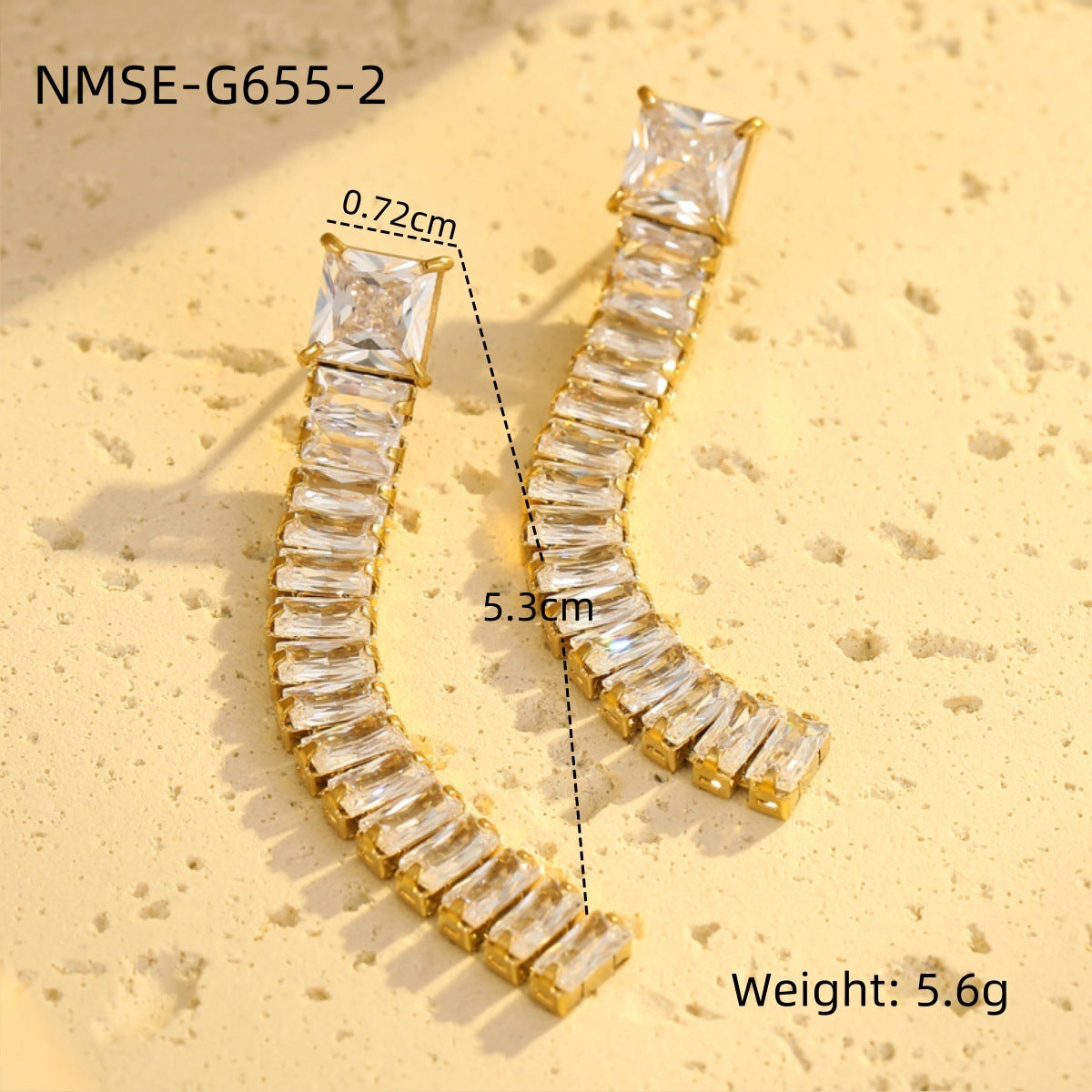 Niche High Grade Stainless Steel Earrings Zircon Tassel Temperamental Personality 18K Gold Titanium Steel Earrings
