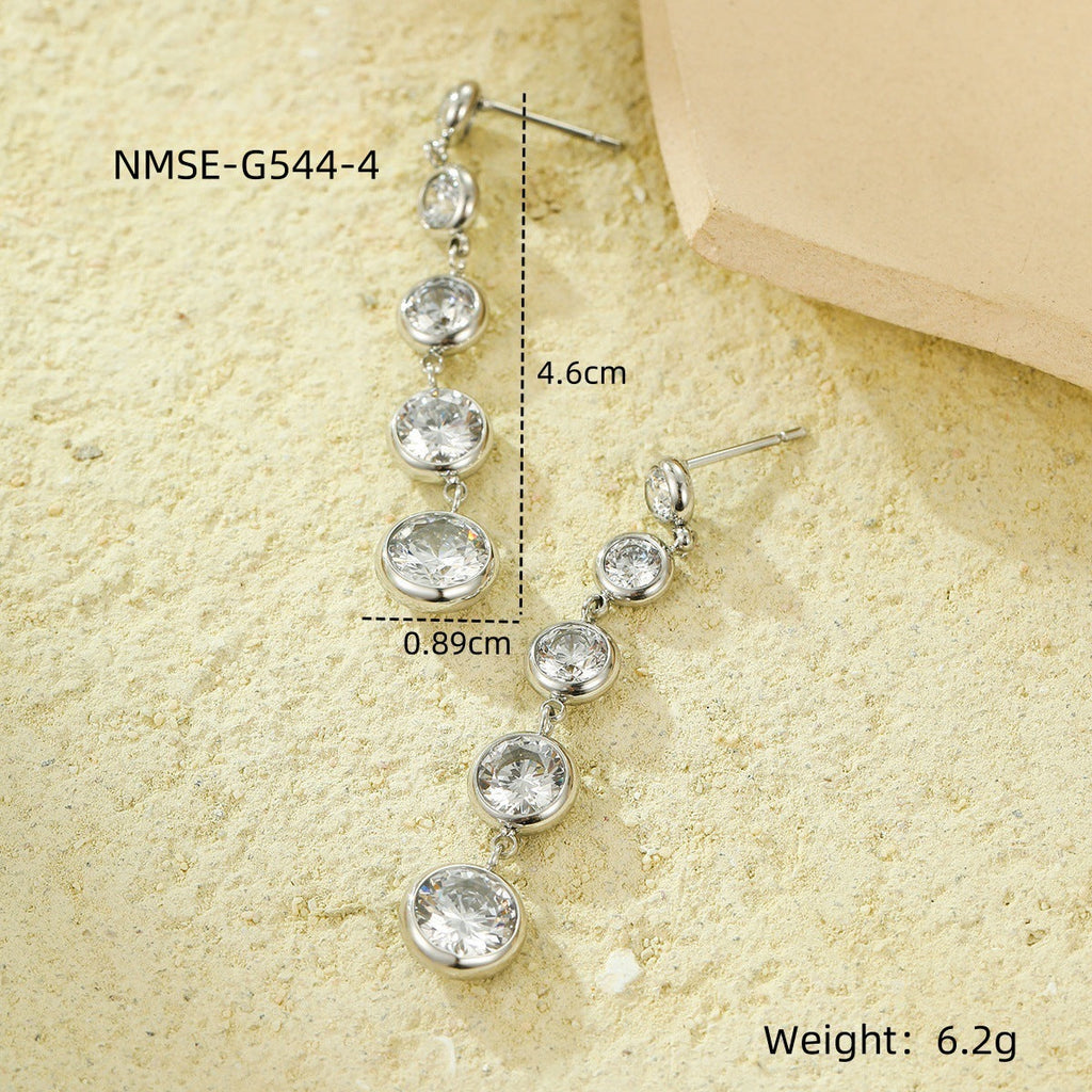 Women Wild Long Fringed Zircon Earrings Design Ear Studs Earrings