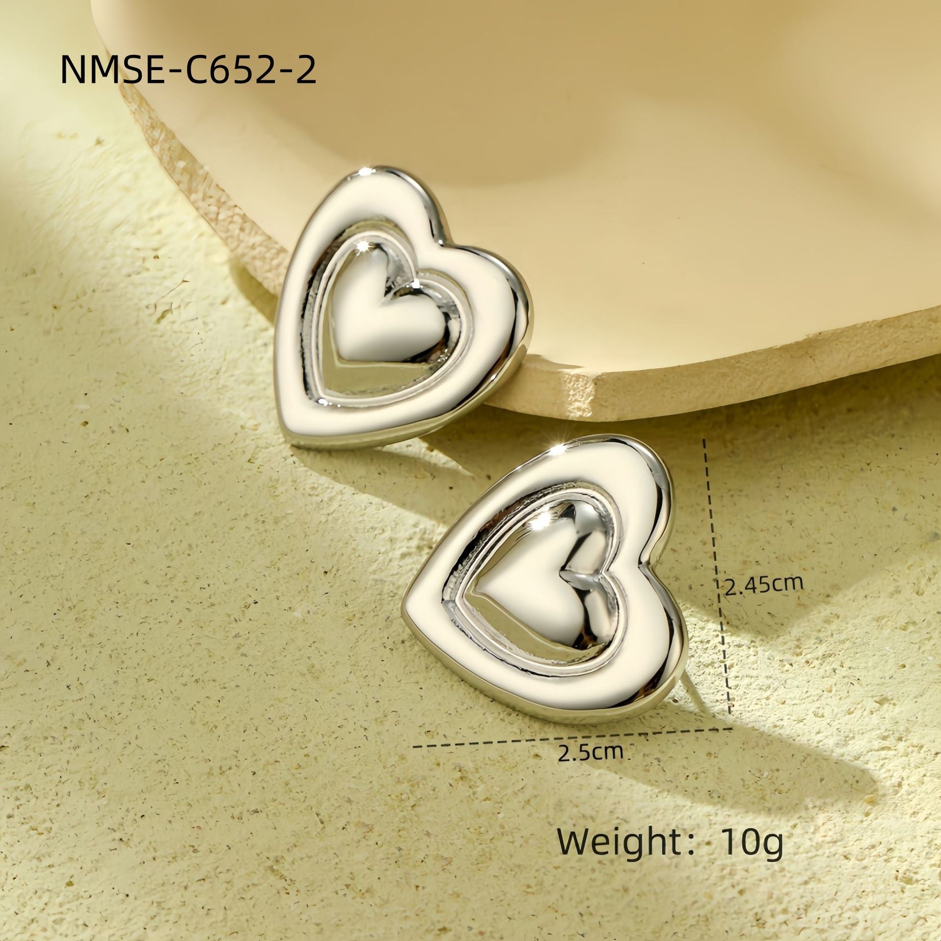 Glossy Hollow Out Cutout Stainless Steel Earrings Ball Love Embellished Retro High Sense Titanium Steel Earrings