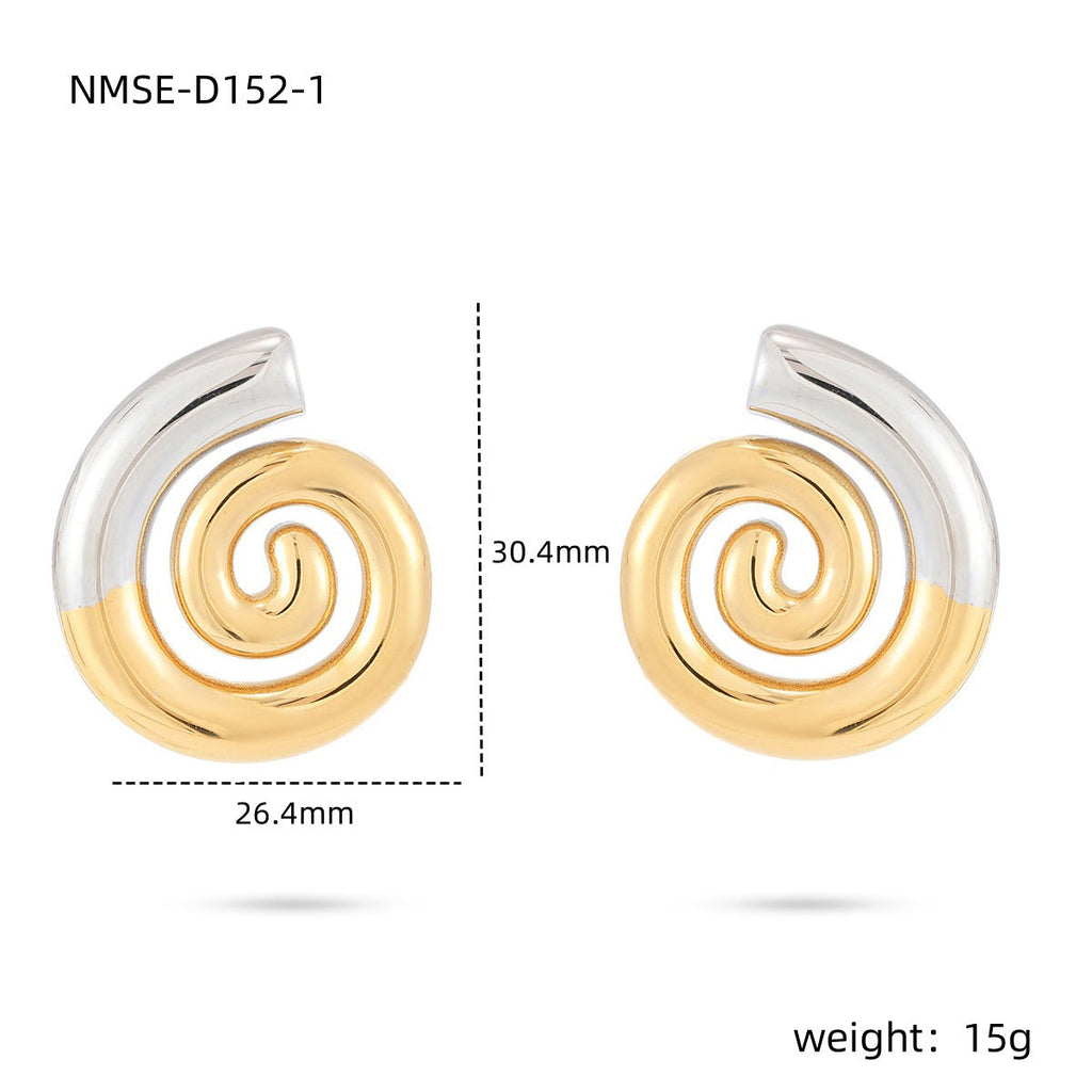 Spiral Titanium Steel Earrings Women Creative Personality Gold Stainless Steel Studs Earrings