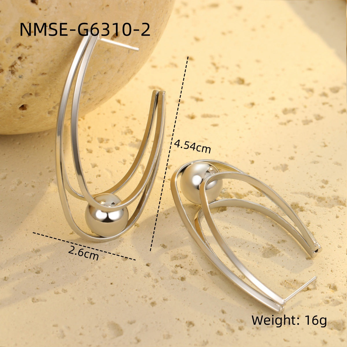 Glossy Hollow Out Cutout Stainless Steel Earrings Ball Love Embellished Retro High Sense Titanium Steel Earrings