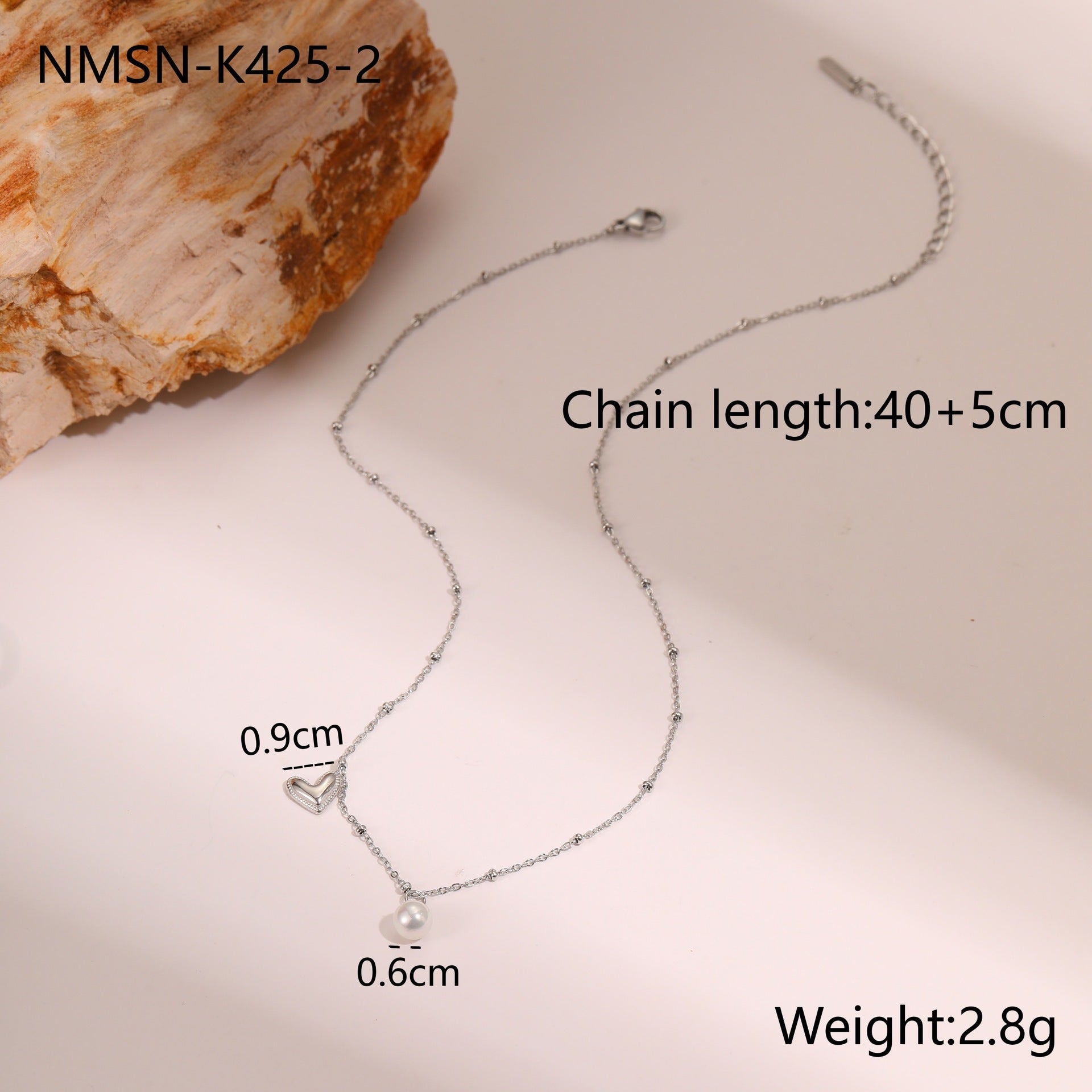 Pearl Heart Embellished Clavicle Chain Stainless Steel Necklace Non Fading Gold Plated Necklace