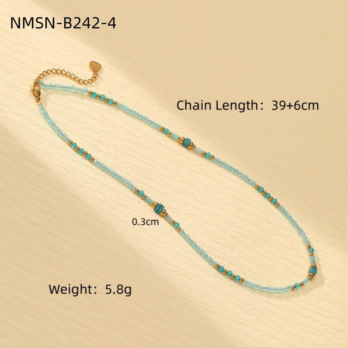 Blue Color Natural Stone Handmade Beaded Titanium Steel Necklace Affordable Luxury All Match Freshwater Pearl Embellished