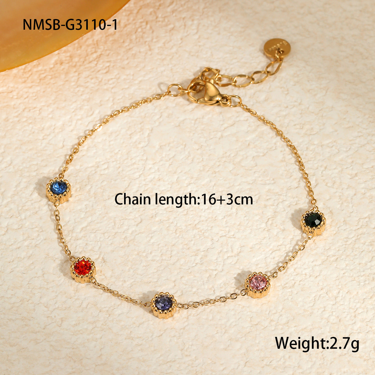 Bracelet Light Luxury High Grade Inlaid Color Zircon Titanium Steel Bracelet Girlfriends Women Non Fading Hand Jewelry
