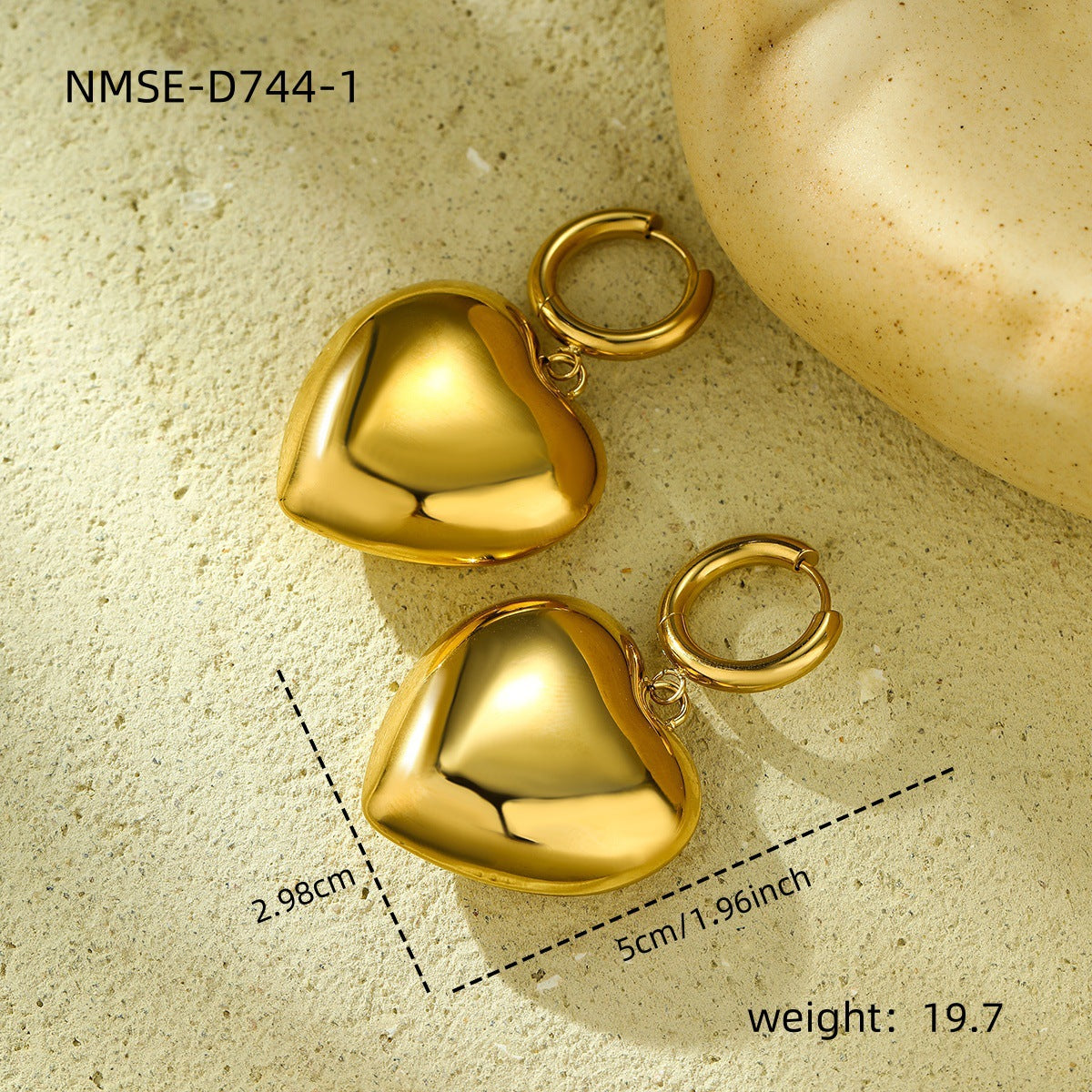 Glossy Hollow Out Cutout Stainless Steel Earrings Ball Love Embellished Retro High Sense Titanium Steel Earrings