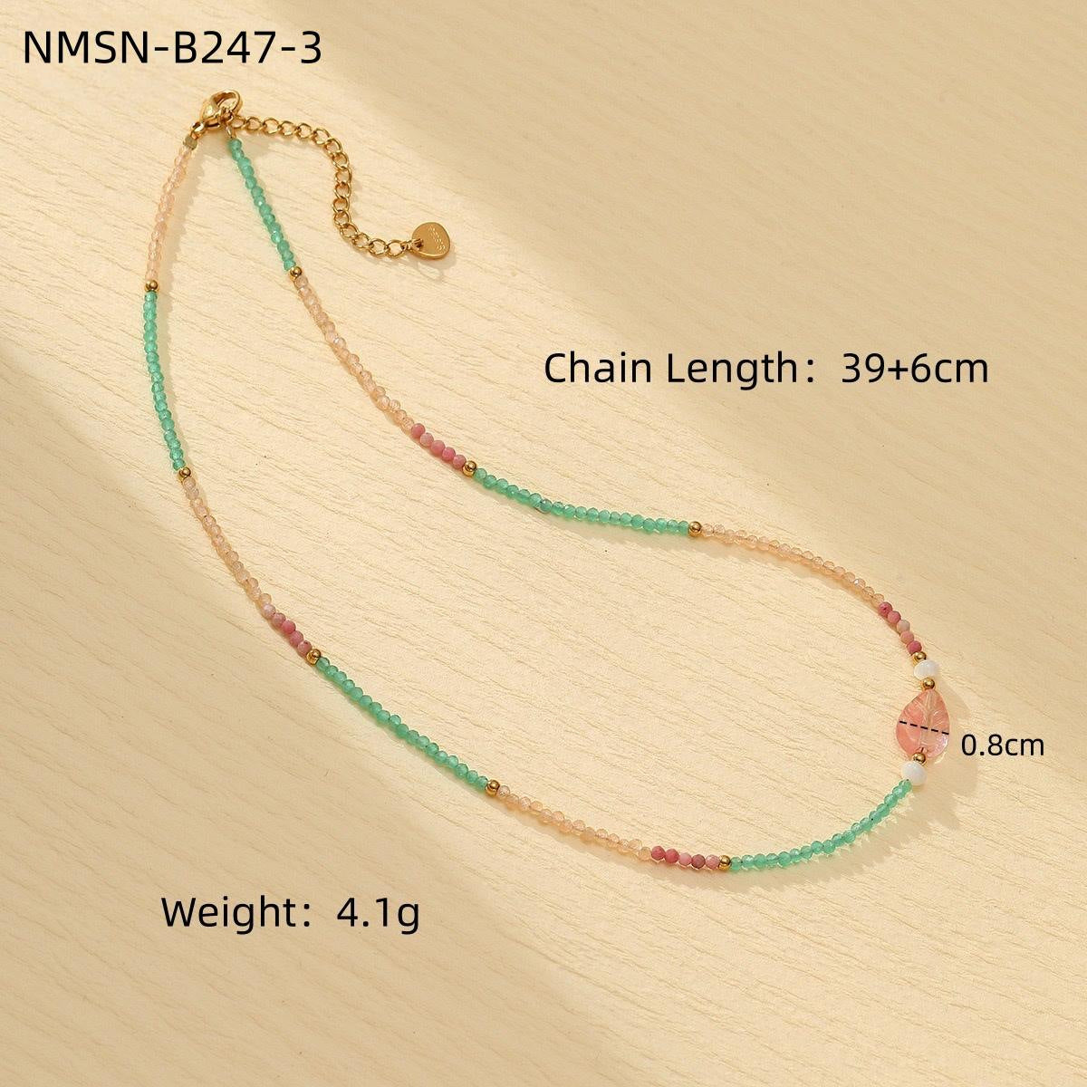 Colorful Freshwater Pearl Natural Stone Handmade Beaded Titanium Steel Necklace Niche Design Butterfly Embellished