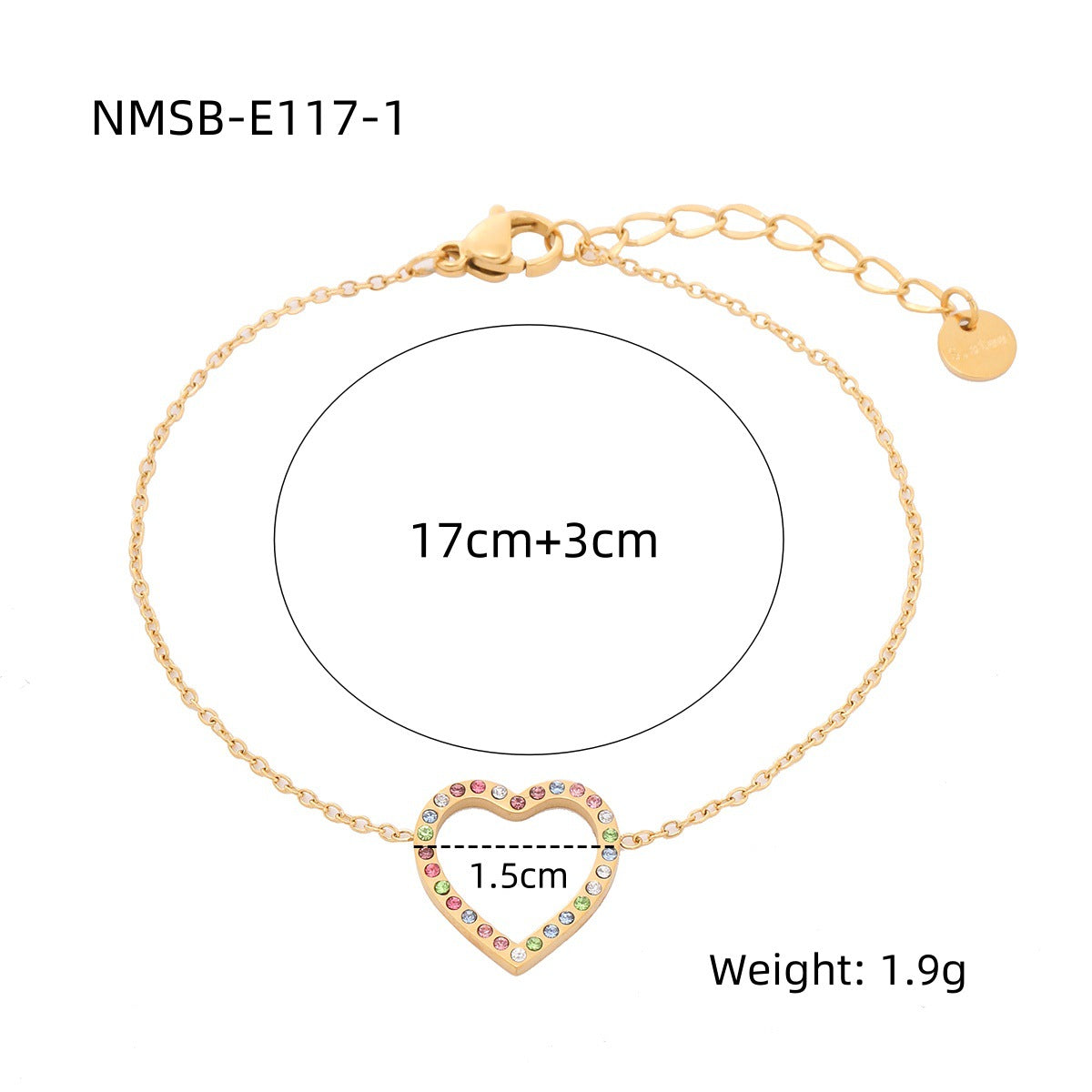 Hollow Out Cutout Heart Micro Rhinestone Titanium Steel Bracelet Women Simple Stainless Steel Ornament Women