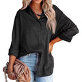 Women Shirt Autumn Comfort Satin Gravel Pattern Long Sleeve Loose Women Top