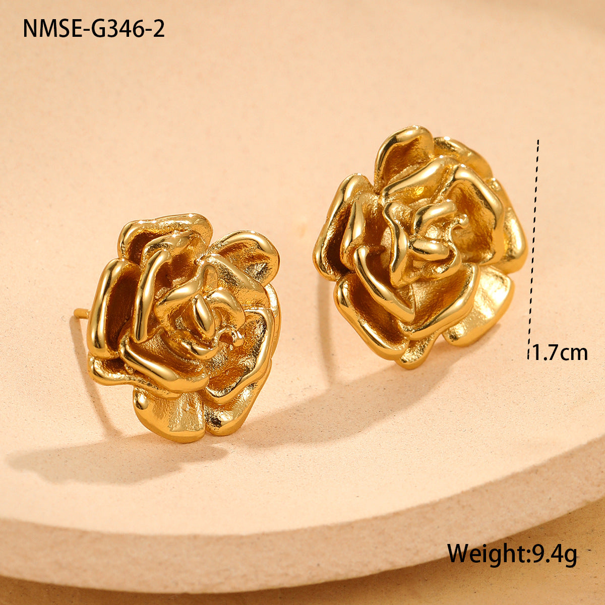 Rose Stainless Steel Studs Exquisite Refined Grace Niche 18K Gold Plating Earrings