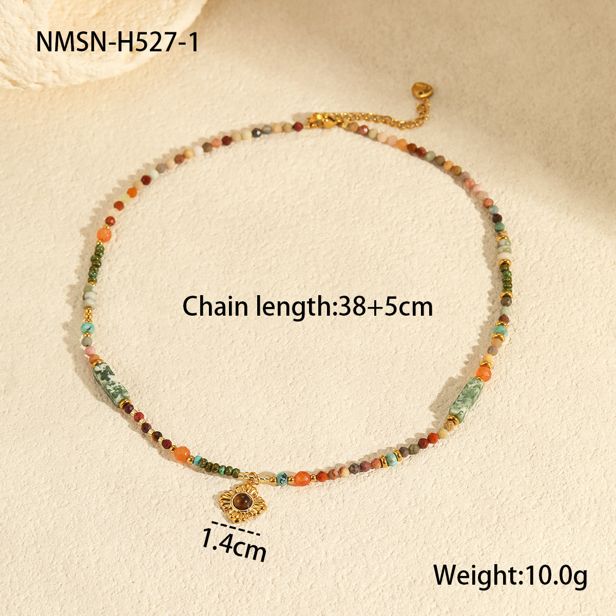 Affordable Luxury Natural Stone Necklace Stainless Steel Clavicle Chain Fresh Niche Multi Treasure Retro Necklace