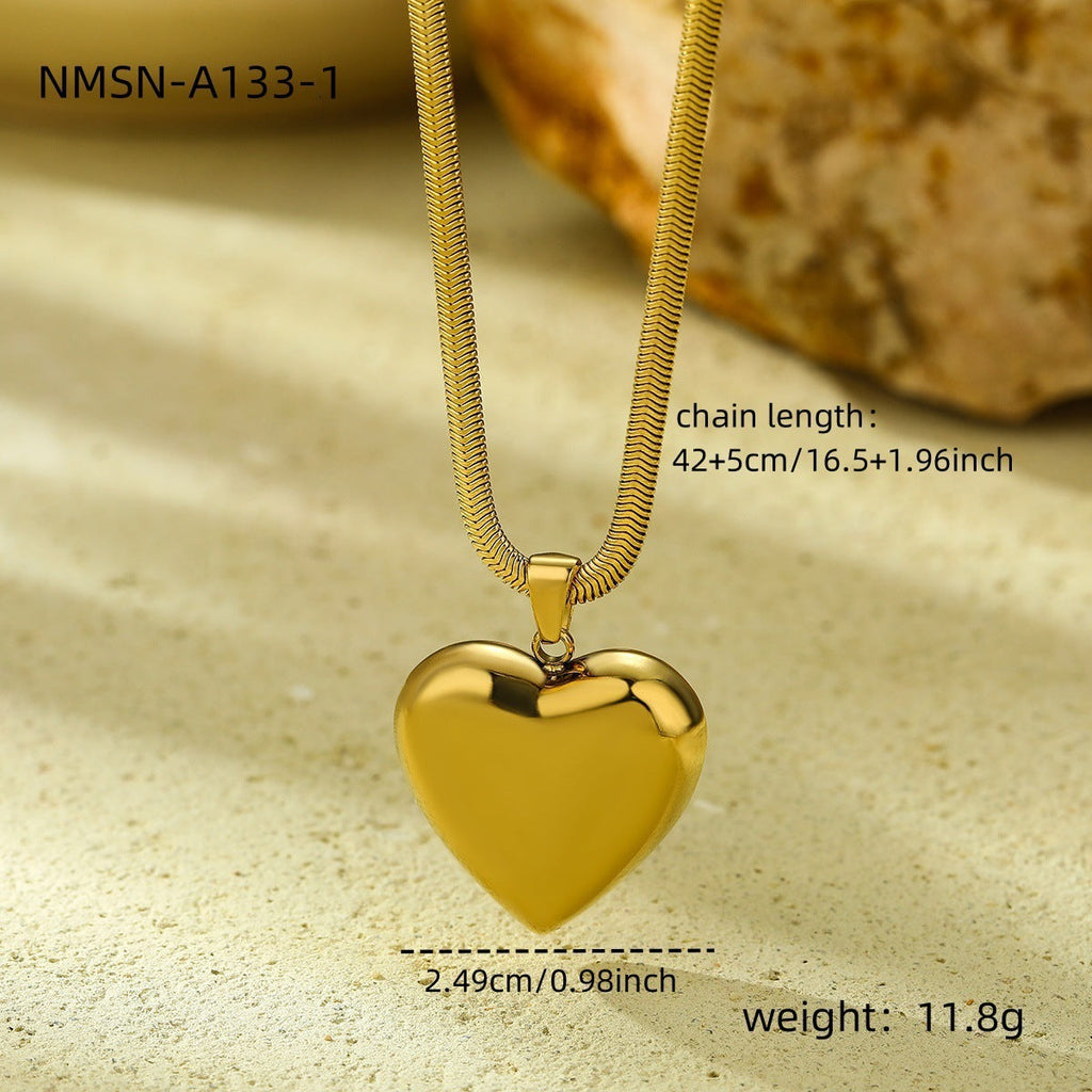 Valentine Day Love Stainless Steel Necklace Light Luxury High Grade Titanium Steel Peach Heart Clavicle Chain Sold Jewelry
