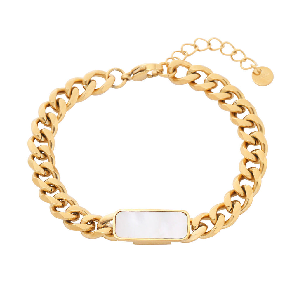 Arrival Light Luxury High Grade Square Black White Fritillary Titanium Steel Bracelet 18K Metal Good Texture Personality Design